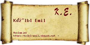 Kölbl Emil névjegykártya